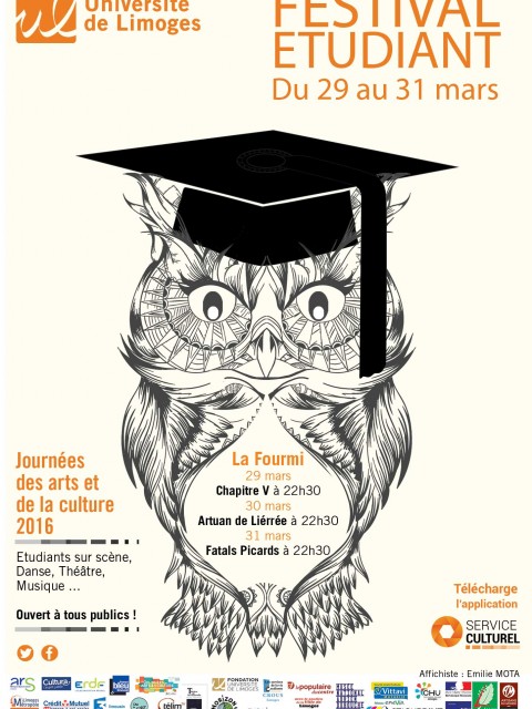 Festival Étudiant les 29, 30 et 31 mars 2016 organisé par le Service Culturel de l'Université de Limoges © E. Mota