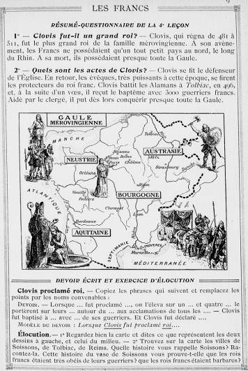 Figure 5 : Gauthier-Deschamps (1908). Cours élémentaire d'histoire de France, Hachette, p. 9 