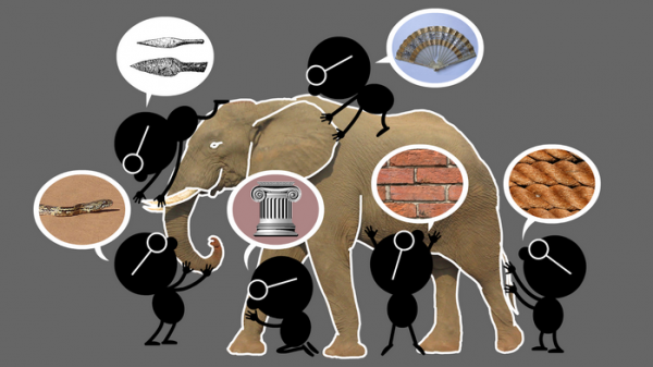 Gráfica1. Interpretación ilustrada de “Los seis ciegos y el elefante” fuente: http://cuentosdekimo.blogspot.nl/2015/10/a-que-se-parece-un-elefante.html