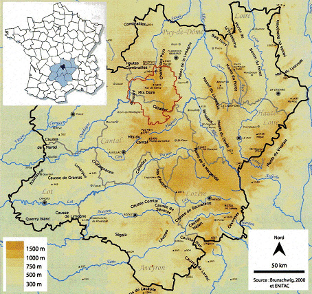 figure 1 : localisation de la zone saint-nectaire