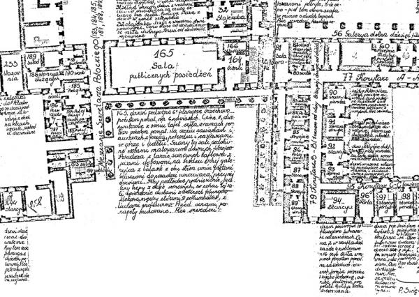 Fig. 40 : Portique projeté pour la cour de la Bibliothèque, sur trois côtés. Vers 1820. (Archives DHC).
