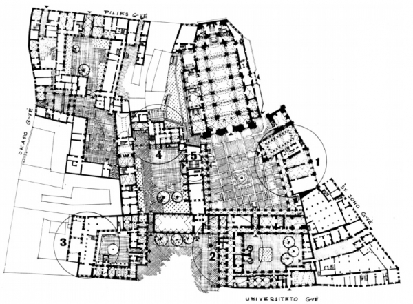 Fig. 7. : Plan d’ensemble de l’Université de Vilnius, 1997. (Archives DHC).