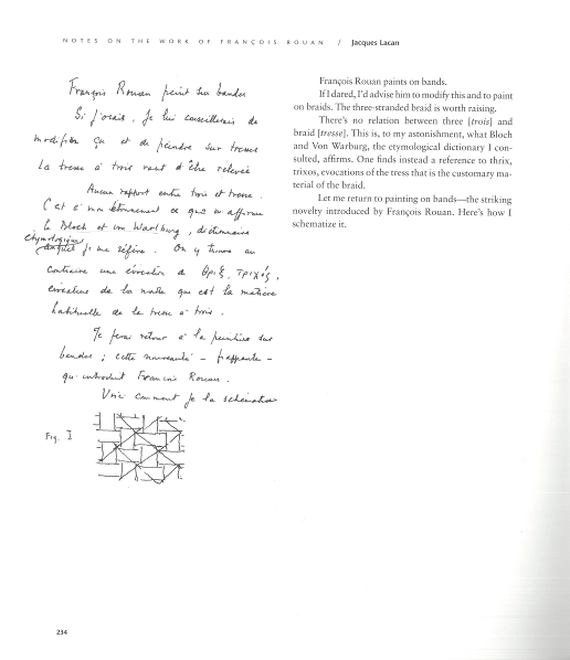 Fig. 14 : Dessin de Jacques Lacan, publié pour la première fois in François Rouan, catalogue d’exposition, Marseille, Musée Cantini, 1978