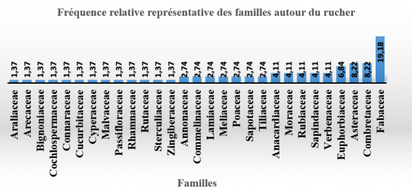 Figure 2 : Richesse des familles dominantes des espèces autour du rucher