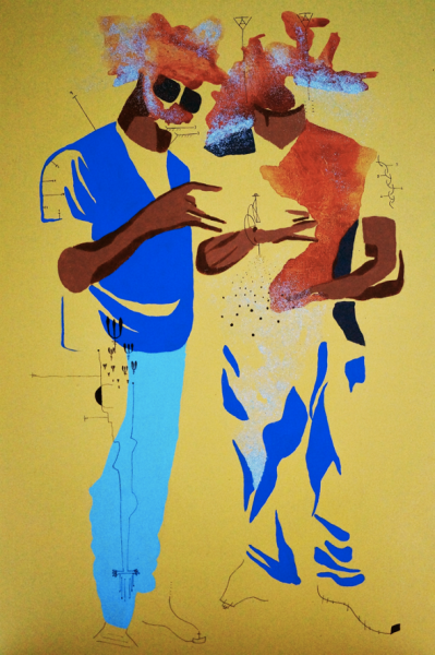 Caribbean bodies : Bouyon Series (2016, techniques mixtes sur toile, 135 cm x 105 cm)