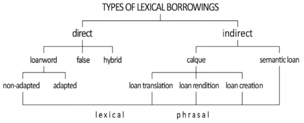 Figure 1: Types of lexical borrowings in Pulcini et al. (2012, p. 6)