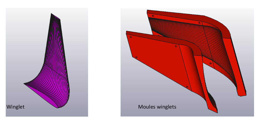 Modélisation et réalisation des ailes d’un planeur ASH 26E de 6m d’envergure, poids 15kg.