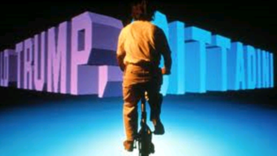 Figure 4. Legible City, installation de Réalité Virtuelle de Jeffrey Shaw, 1990