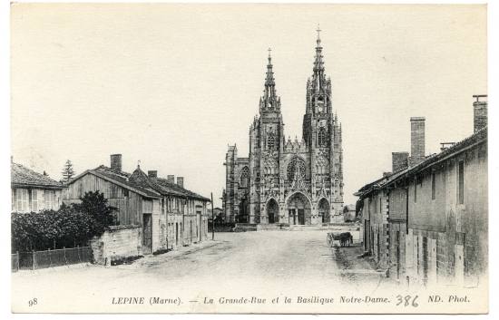 Lépine (Marne). - La Grande-rue et la Basilique Notre-Dame