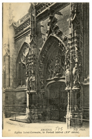 Amiens. - Eglise Saint-Germain, le Portail latéral (XVe siècle).