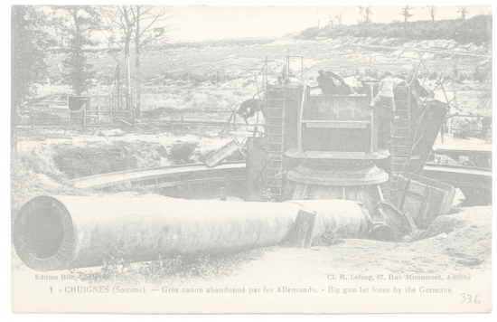 Chuignes (Somme) - Gros canon abandonné par les Allemands