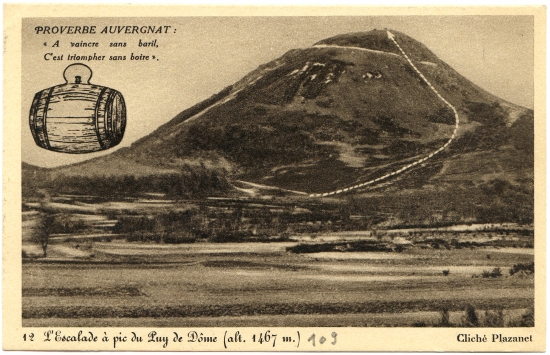 L'escalade à pic du Puy-de-Dôme (alt. 1467 m.)