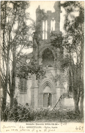 Grande Guerre 1914-15-16 - Gerbéviller - Eglise, façade