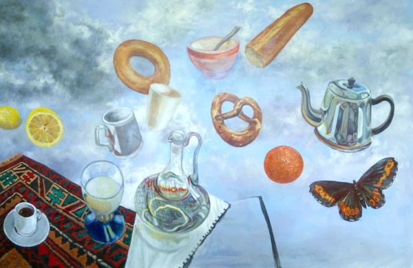 Figure 2 : Le petit déjeuner de Poincaré, acrylique sur toile, Reg Alcorn