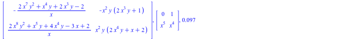 Equivalent_A, Equivalet_B, Transformation, Computation_time := Matrix(%id = 18446744078272839302), Matrix(%id = 18446744078272839422), Matrix(%id = 18446744078272839542), 0.97e-1
