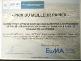 XLIM prix du meilleur papier aux JNM 2017