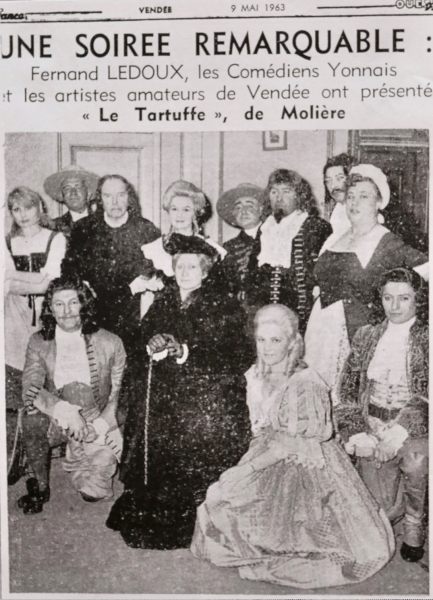 Une soirée remarquable : Fernand Ledoux, les comédiens Yonnais et les artistes amateurs de Vendée ont présenté « le Tartuffe » de Molière