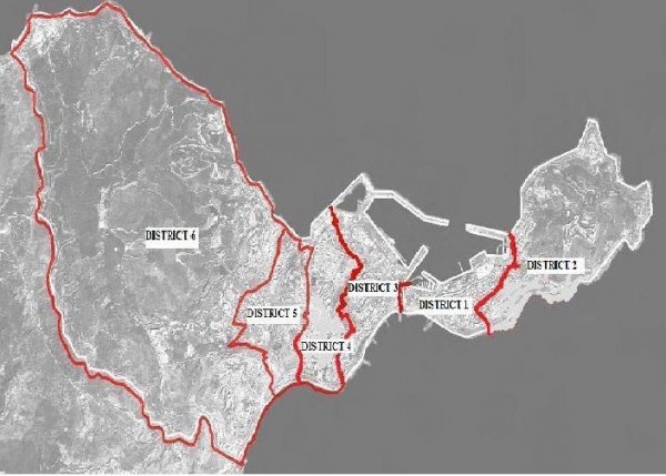 Mapa 1. Distritos de Ceuta
