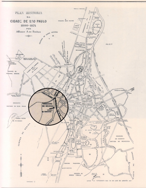 figura 1- História do Plano da cidade de São Paulo, 1800-1874. Fonte: Toledo, 1983, p. 161. 
