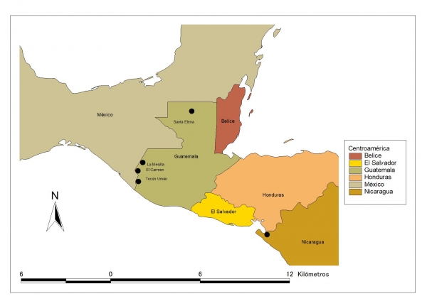 Mapa 1: Localidades de Guatemala en la frontera sur de México, 2022