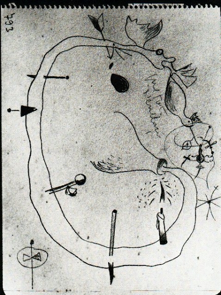 Fig. 10 Miro, Dessin préparatoire de Intérieur hollandais III