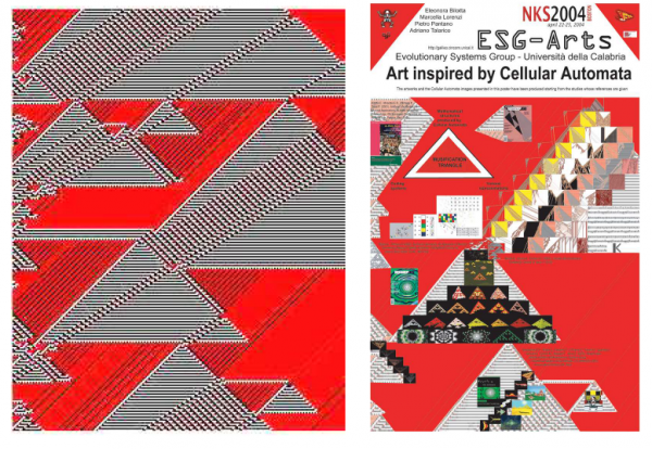 Fig. 6 : Poster « Art Inspired by Cellullar Automata » (NKS Conference) (© Bilotta, Lorenzi, Pantano, Talarico).