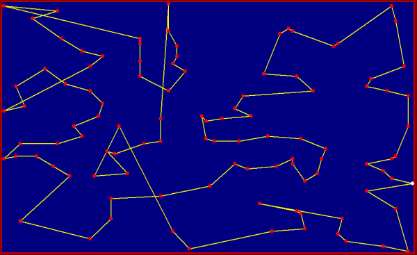 Fig. 4b Soluzione Algoritmo Genetico distanza del percorso km 821,43