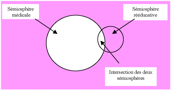 Figure 1 : Les deux sémiosphères5 médicale et rééducative et leur intersection