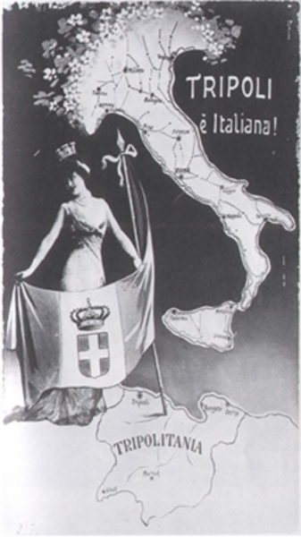 Fig. 1. Carte postale de propagande pour la guerre italo-turque « Tripoli è italiana ! » (1911)