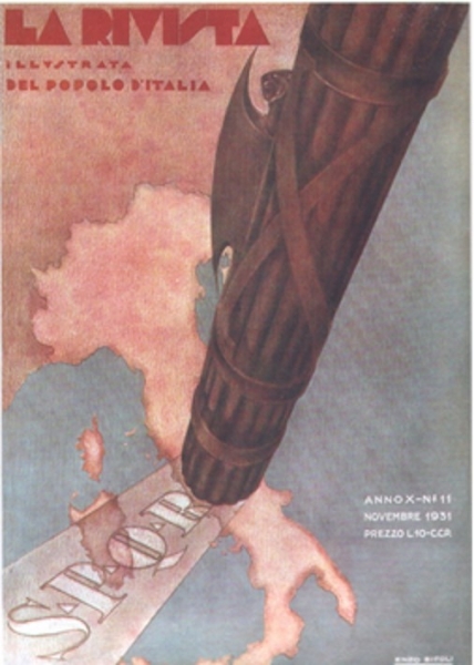 Fig. 5. Enzo Bifoli, couverture de La rivista illustrata del Popolo d’Italia, Milano, anno X, n. 11, Novembre 1931